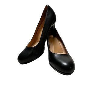 Naturalizer Women's Almond Toe Michelle Black Leather High Heels/Pumps  8.5Wide